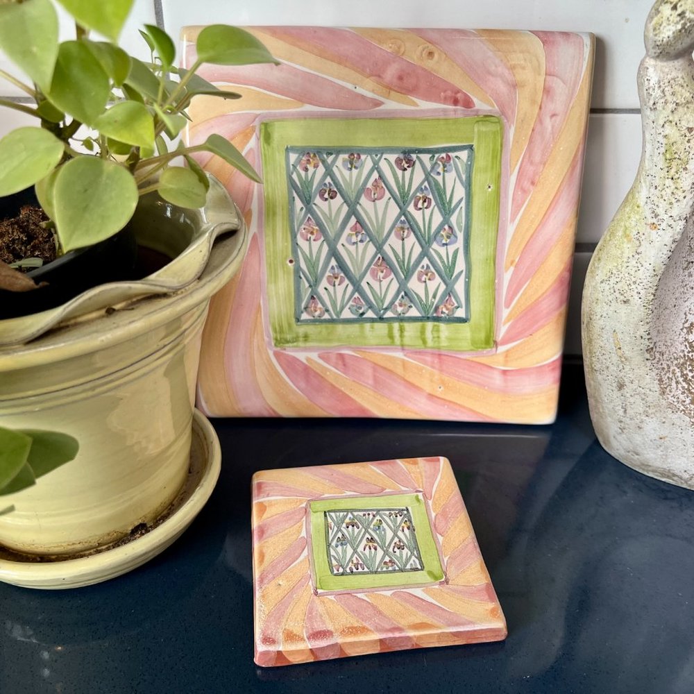 RARE 1983 MacKenzie-Childs Trivets/Hot Plates 2-Piece Set